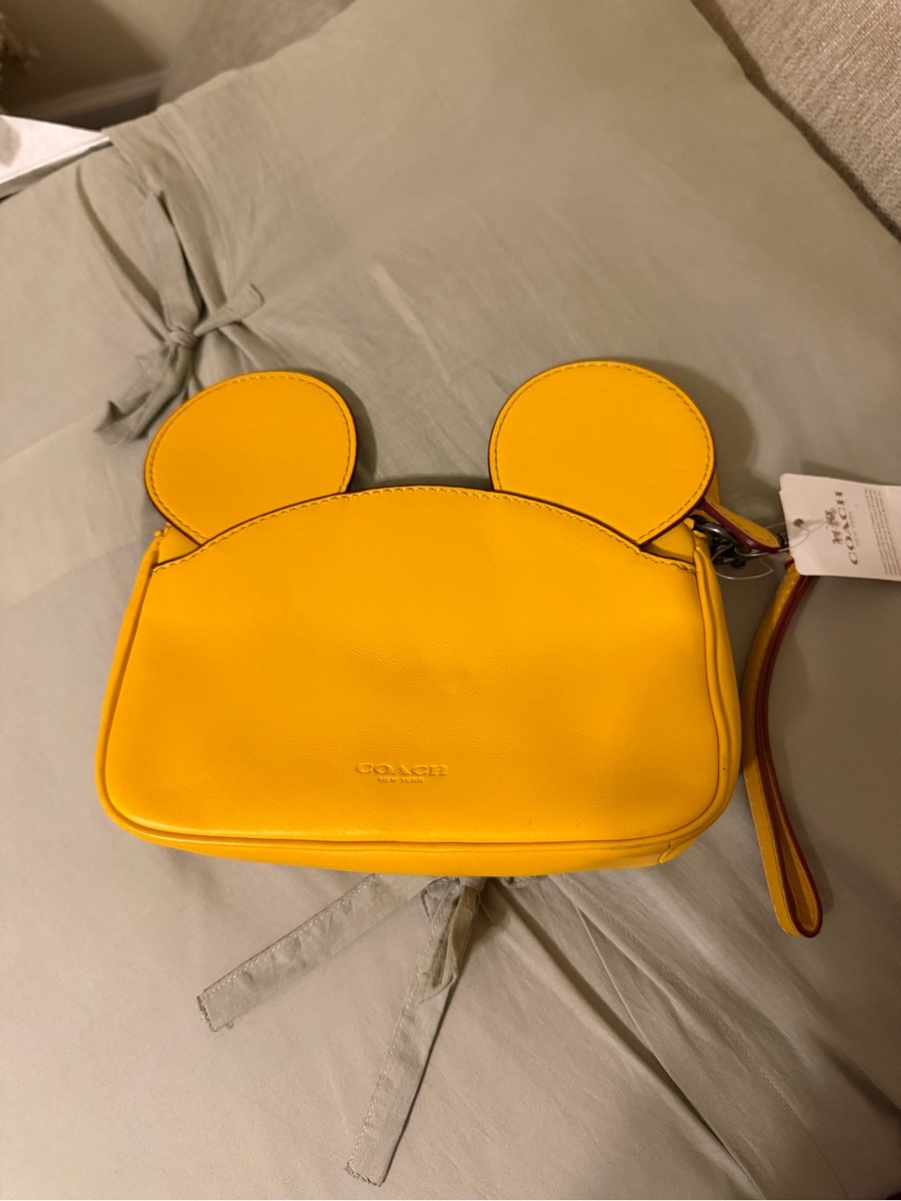 Coach Yellow Leather Ear-Accent Crossbody Bag with Strap
